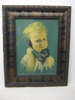 OUD LIJSTJE  JONGEN MET TELEFOON, Antiek en Kunst, Ophalen of Verzenden