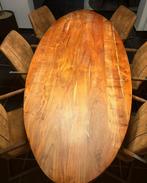 Tafel (Mango hout) 6 industriële stoelen, Ophalen, Zo goed als nieuw