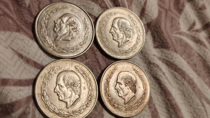 Mexique, 5 pesos (4 pièces) 1952-1953, grandes pièces e, Timbres & Monnaies, Monnaies | Amérique, Série, Amérique centrale, Argent