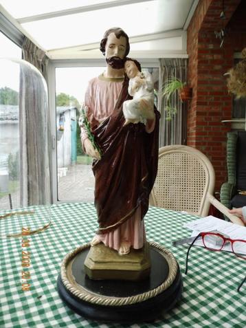 Beeld Heilige Jozef met Jezus onder stolp, Enlèvement, Utilisé, Image, Christianisme | Catholique
