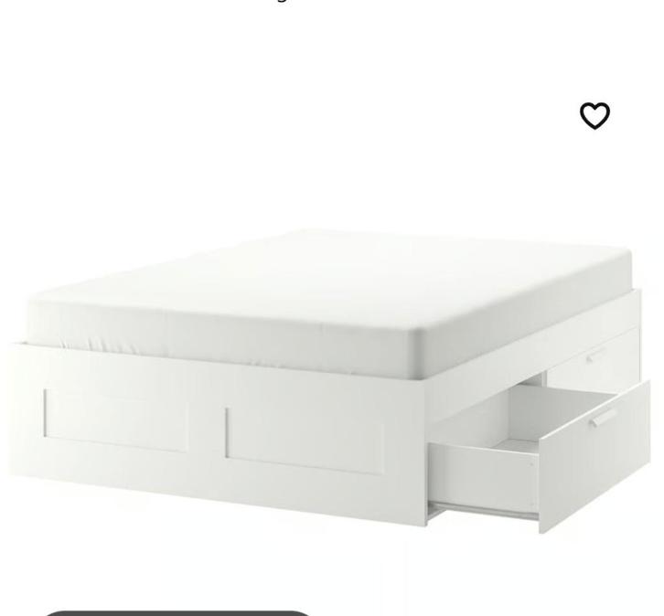 Lit 2 personnes 160x200, Huis en Inrichting, Slaapkamer | Bedden, Gebruikt, Tweepersoons, 160 cm, 200 cm, Hout, Wit, Ophalen