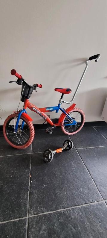 Kinderfiets spiderman, zr goede staat met wieltjes en stang