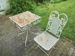 Table plus 4 chaises en fer forgé blanc, Jardin & Terrasse, Enlèvement, Utilisé