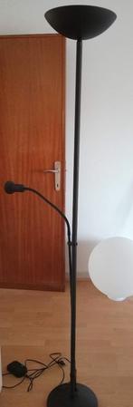 Zwarte staanlamp met leeslamp en dimmer., Huis en Inrichting, Ophalen, Gebruikt, Modern, 150 tot 200 cm