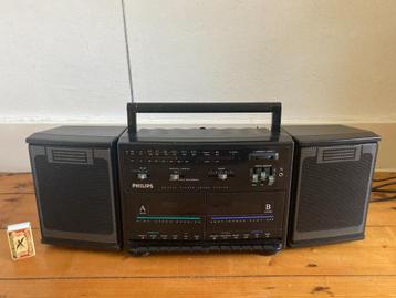 Ghettoblaster met demontabele boxjes & dubbel cassettespeler