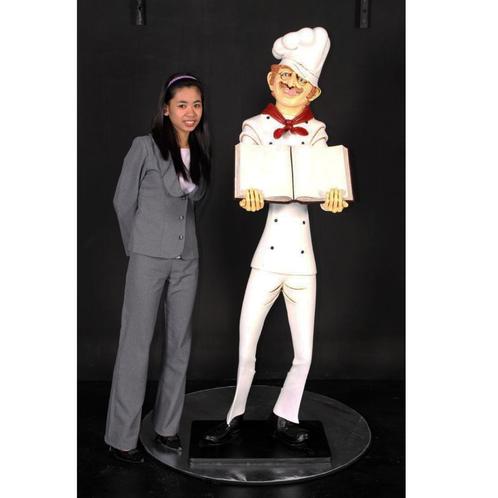 Chef with Menubord Holder beeld – Kok Hoogte 179 cm, Verzamelen, Beelden en Beeldjes, Nieuw, Ophalen