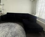 Zwarte velours hoekbank, Huis en Inrichting, Ophalen, Zo goed als nieuw