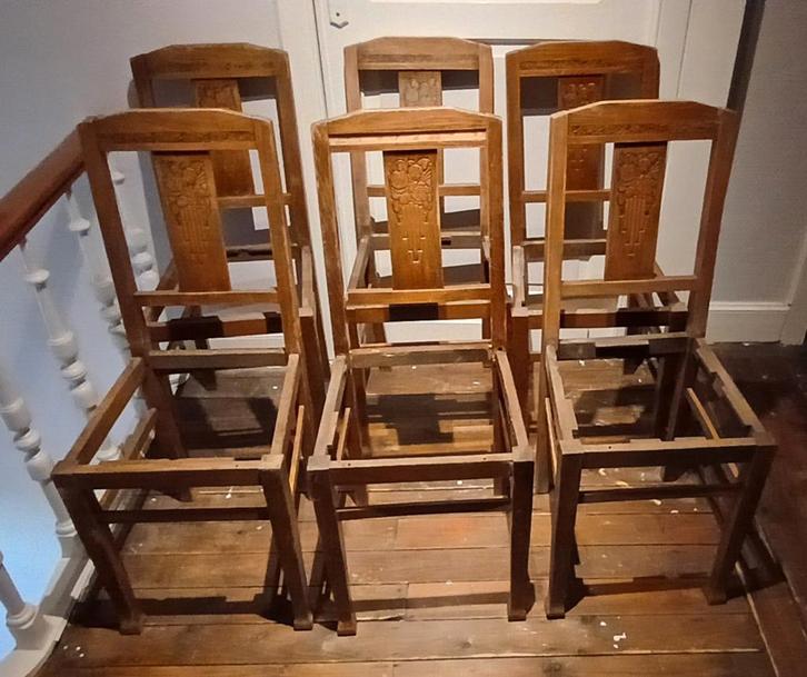 Art Nouveau stoelen (6), Antiek en Kunst, Antiek | Meubels | Stoelen en Sofa's, Ophalen