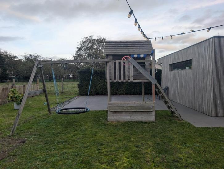 Speeltoren Wickey Smart met zandbak, Kinderen en Baby's, Speelgoed | Buiten | Speeltoestellen, Gebruikt, Klimwand, Schommel, Zandbak