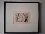 Ets / droge naald Rudolf Riester "Man met droevige blik, Antiek en Kunst, Kunst | Etsen en Gravures, Ophalen of Verzenden
