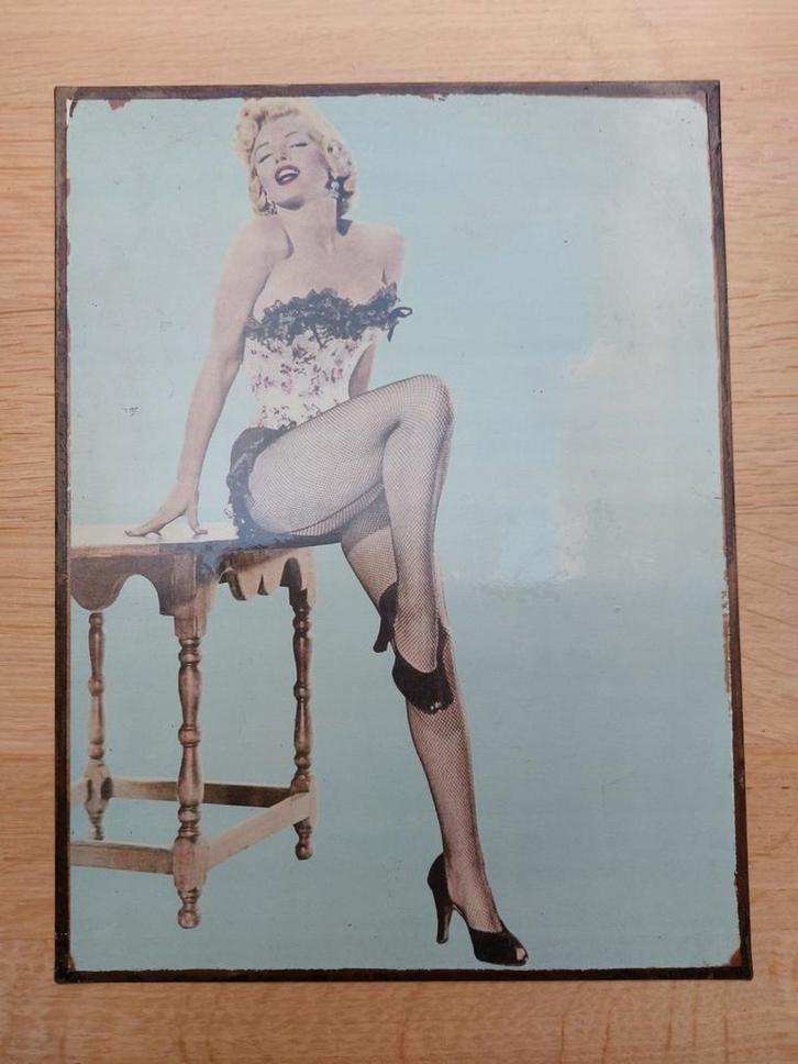 Metalen wandbord Marilyn Monroe, mancave, Maison & Meubles, Accessoires pour la Maison | Décorations murale, Comme neuf, Enlèvement ou Envoi