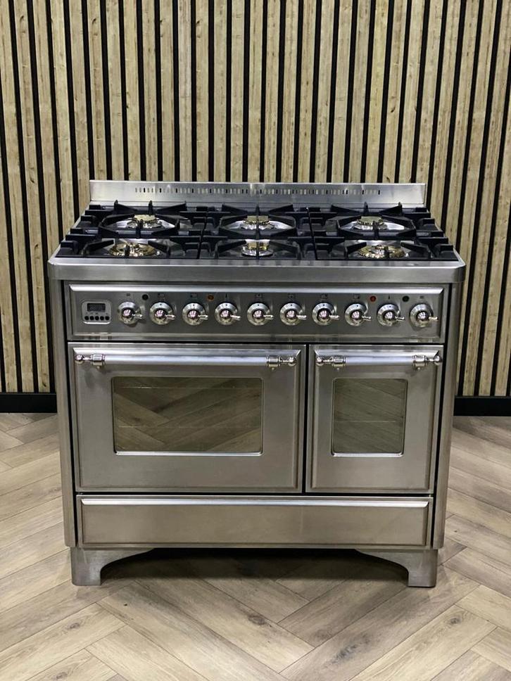Luxe Boretti Majestic RVS Gas 100CM + 2 Ovens, Elektronische apparatuur, Fornuizen, Zo goed als nieuw, Vrijstaand, Gas, 5 kookzones of meer