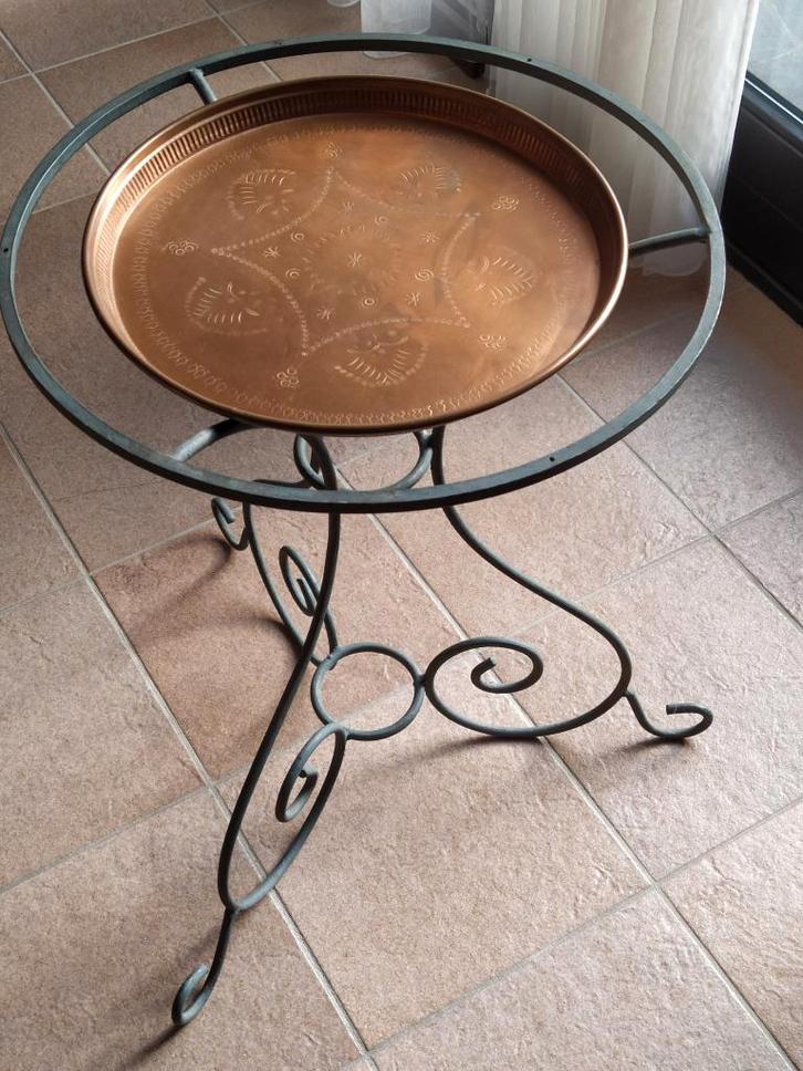 stijlvol smeedijzeren onderstel inclusief koperen schaal, Antiek en Kunst, Antiek | Woonaccessoires, Ophalen