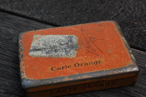 Ancienne boite en tôle de cigarettes - Carte Orange, Collections, Articles de fumeurs, Briquets & Boîtes d'allumettes, Utilisé