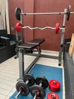 Bench Press Verstelbaar Incline/Decline + Halters, Gewichten, Sport en Fitness, Ophalen, Zo goed als nieuw, Halterstangen