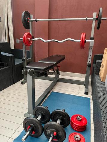 Bench Press Verstelbaar Incline/Decline + Halters, Gewichten, Sports & Fitness, Équipement de fitness, Enlèvement, Comme neuf