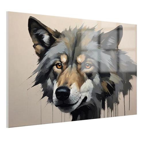 Peinture de visage de loup Peinture sur verre 105x70cm + Sys, Antiquités & Art, Art | Peinture | Moderne, Envoi