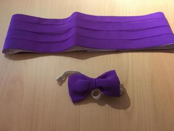 ceinture unisexe cérémonie/fête + nœud papillon/comme neuf, Enlèvement ou Envoi, Autres couleurs, Comme neuf, 105 à 115 cm