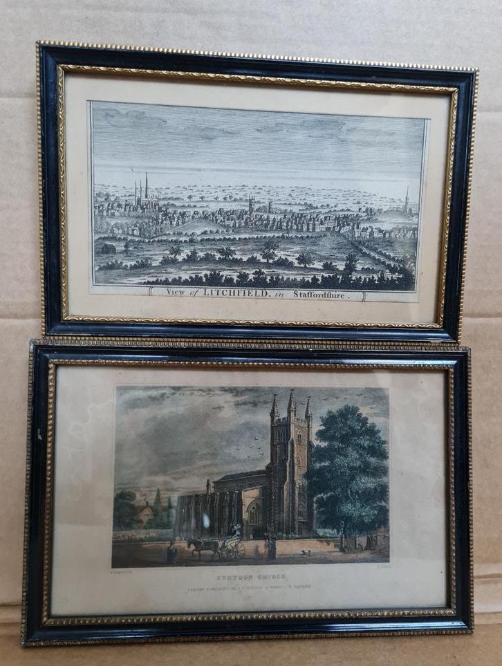 Originele Britse gravures in perlé lijstjes 1850-1900, Antiek en Kunst, Kunst | Etsen en Gravures, Ophalen of Verzenden