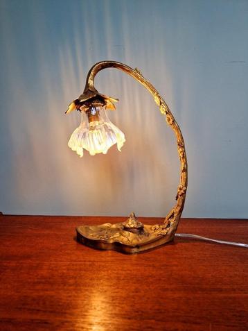 Art Nouveau-lamp in verguld brons, eind 19e eeuw., Ophalen of Verzenden