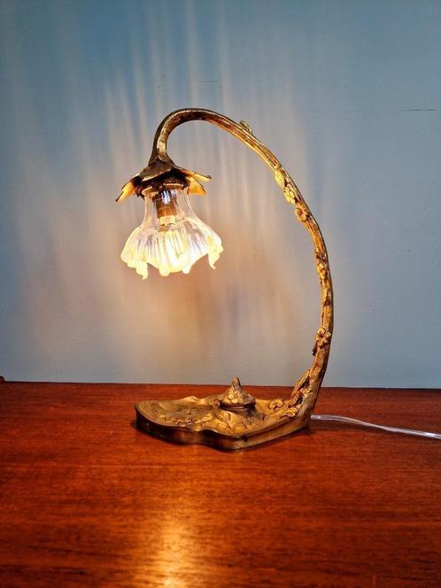 Art Nouveau-lamp in verguld brons, eind 19e eeuw., Antiek en Kunst, Antiek | Verlichting, Ophalen of Verzenden