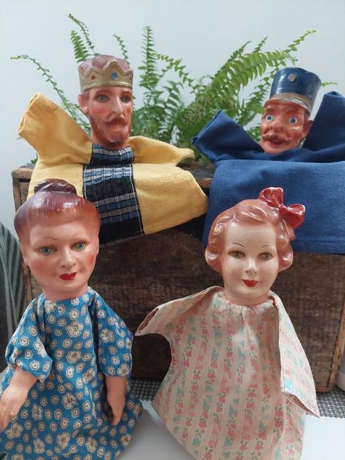 Oude poppenkastpoppen Beeusaert composiet 1950 handpoppen, Antiek en Kunst, Antiek | Speelgoed, Ophalen of Verzenden