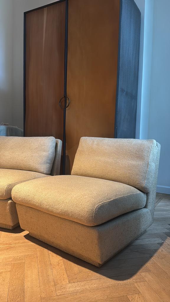 2x Vintage Mid-Century lounge chairs in bouclé, Huis en Inrichting, Fauteuils, Stof, Ophalen
