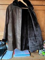 Longue veste très chaude en croûte de cuir, Comme neuf, Brun, Taille 42/44 (L)