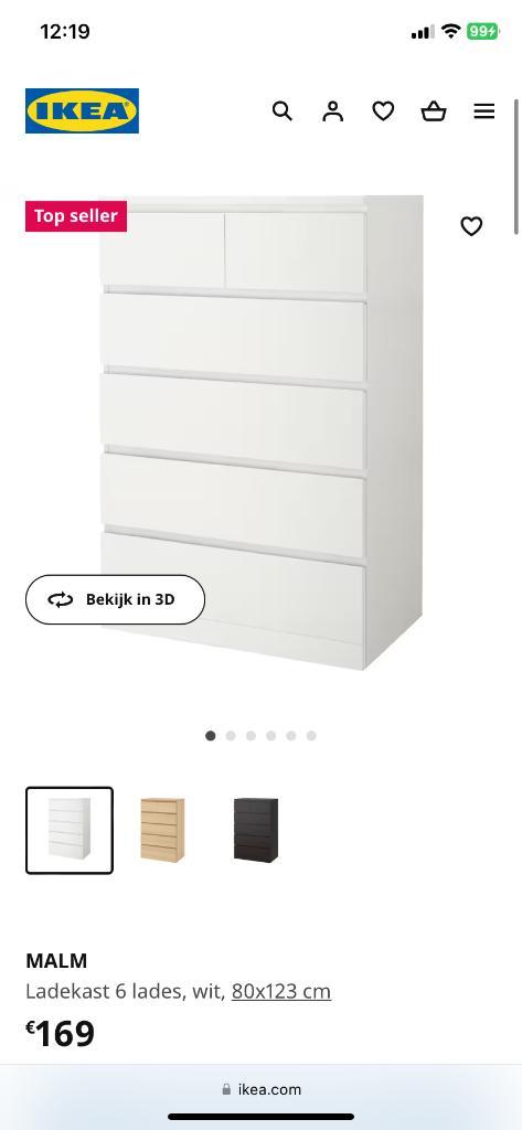 NOUVEAU DANS LA BOÎTE | Commode Ikea Malm avec 6 tiroirs, Maison & Meubles, Armoires | Commodes, Neuf, 100 à 150 cm, 50 à 100 cm