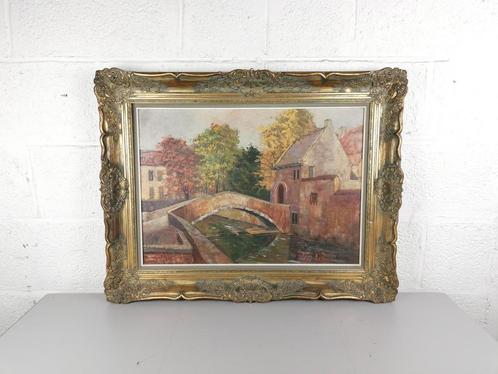 Groot schilderij Bonifaciusbrug Brugge, Antiek en Kunst, Kunst | Schilderijen | Klassiek, Ophalen