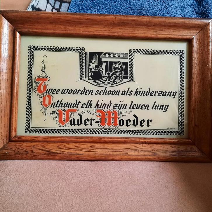 Spreuk vader - moeder , 20 euro, Antiek en Kunst, Antiek | Wandborden en Tegels, Ophalen