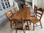 Eiken tafel met 8 bijhorende stoelen, Huis en Inrichting, Ophalen, Eik, Eikenhout, 200 cm of meer