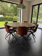 Eetkamerstoelen leder cognac (x7), Huis en Inrichting, Ophalen, Gebruikt, Bruin, Leer