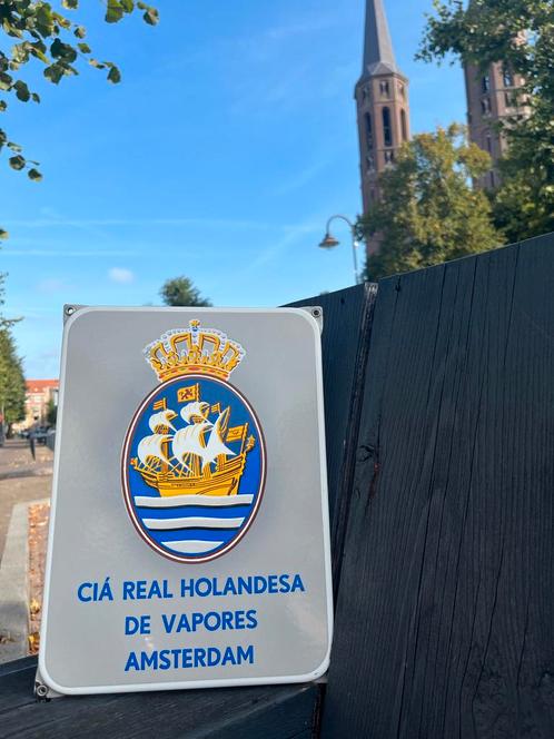 Emaille Reclame Bord “Stoomboot Spanje”, Verzamelen, Merken en Reclamevoorwerpen, Gebruikt, Ophalen