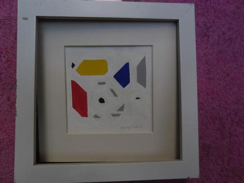 B van der leck "" Vogeltje "" Geitje gouache  of vis, Antiek en Kunst, Kunst | Schilderijen | Modern, Ophalen of Verzenden