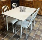 Keuken tafel met stoelen, Vier, Modern, Metaal, Wit