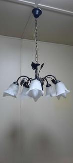 Kroonluchter met Opaalmatglaskappen 5E14 fittingen  30€, Antiek en Kunst, Ophalen