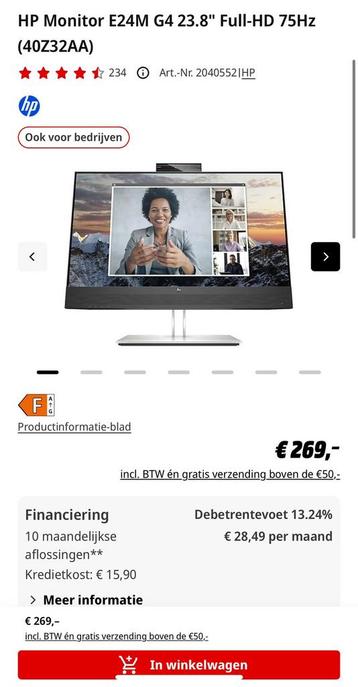 HP E24m G4 23,8 inch 75 Hz monitor beschikbaar voor biedingen