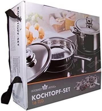 16 dlg. Luxe Kookpottenset Gourmet Royal in RVS NU -55%  beschikbaar voor biedingen