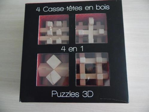 4 CASSE TÊTES EN BOIS, Hobby & Loisirs créatifs, Sport cérébral & Puzzles, Comme neuf, Rubik's Cube ou Puzzle 3D, Enlèvement ou Envoi