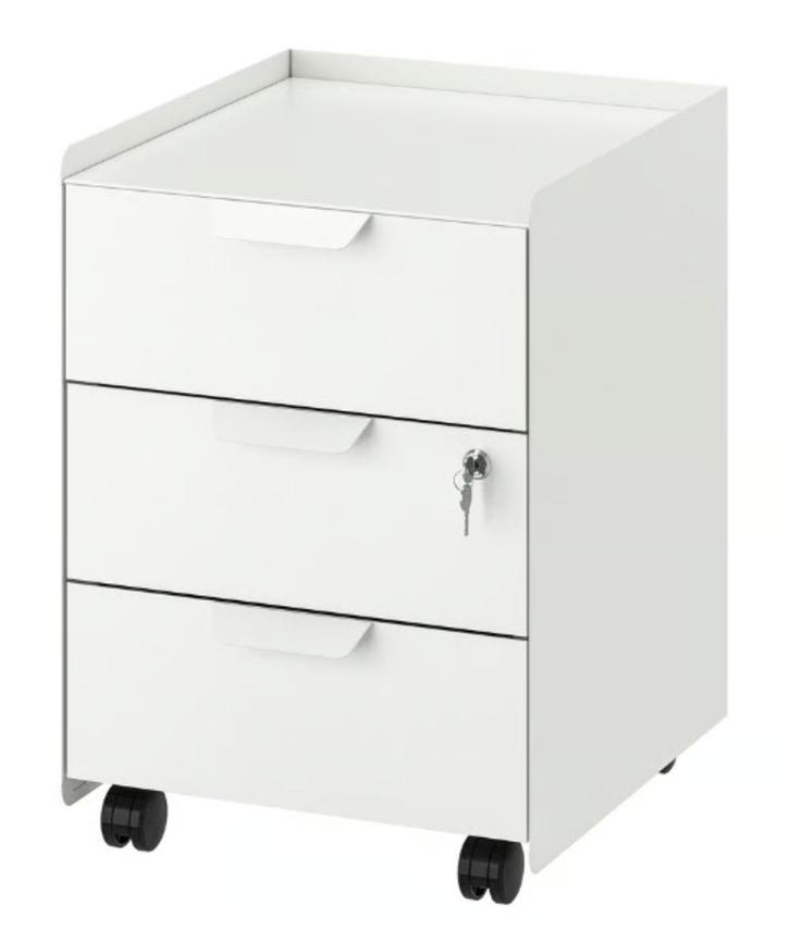 LADEBLOK op wielen - 3 lades - wit, Huis en Inrichting, Bureaus, Zo goed als nieuw, Bureau, Ophalen