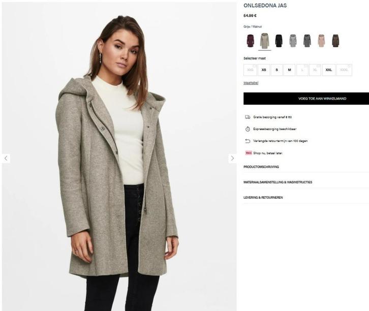 winter jacket, Kleding | Dames, Jassen | Winter, Zo goed als nieuw, Maat 36 (S), Beige, Ophalen