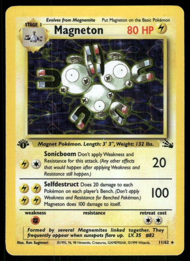 Magneton 11/62 - Fossil (1st edition) (EX), Hobby en Vrije tijd, Verzamelkaartspellen | Pokémon, Gebruikt, Verzenden