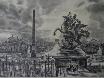 gravure : Albert Decaris : L'obélisque de Paris, signée