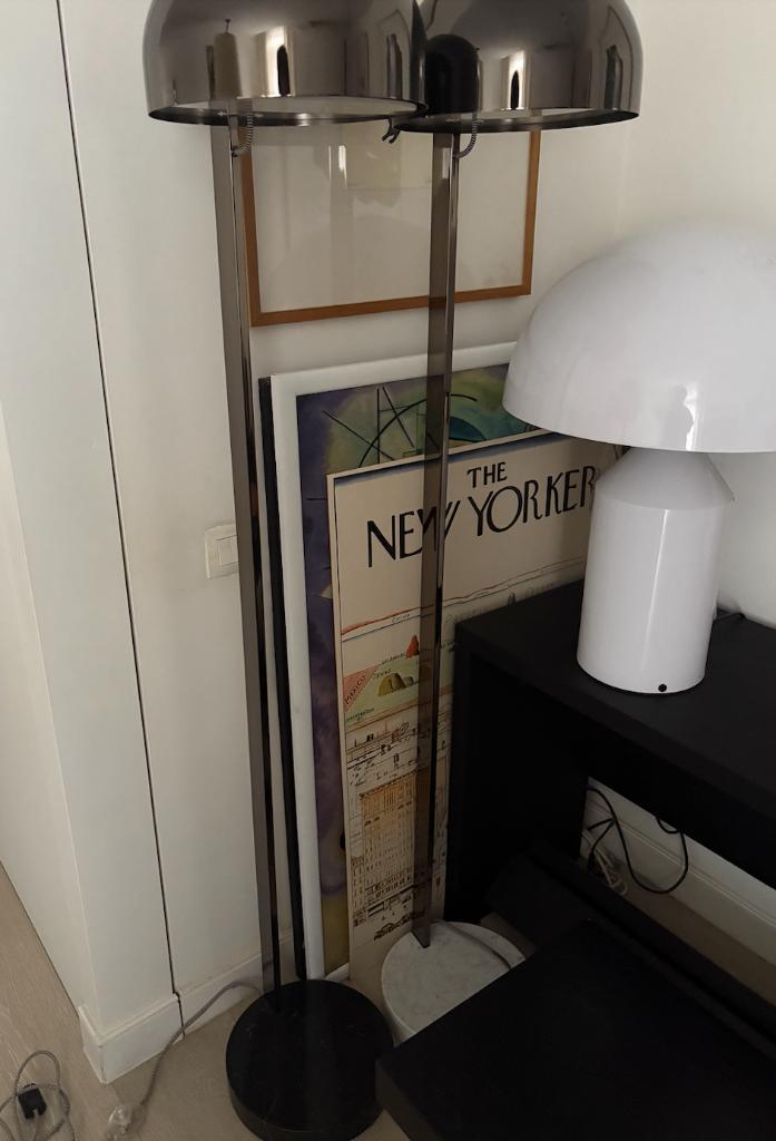 Design vloerlampen Penta - Juliette (x2), Huis en Inrichting, Lampen | Vloerlampen, Gebruikt, Metaal, Ophalen