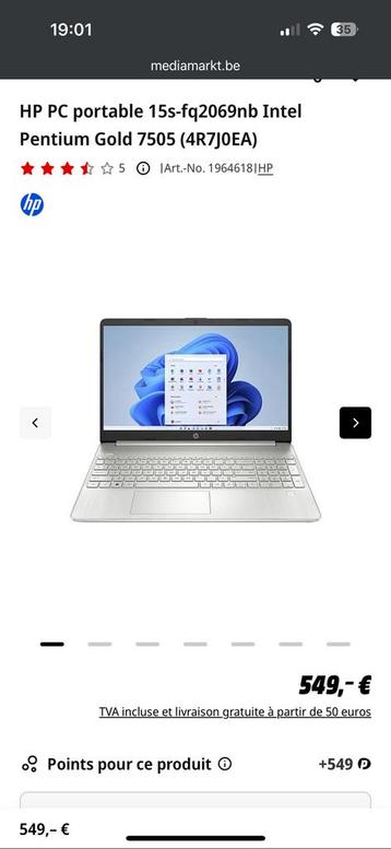 Pc portable hp comme neuf beschikbaar voor biedingen