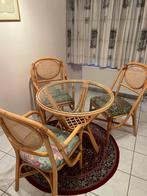 Rotan tafel en 3 stoelen, Tuin en Terras, Ophalen, Gebruikt, Rotan