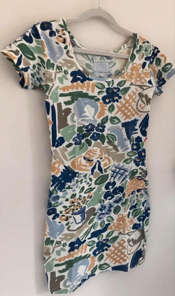 vintage jurk maat 1 Jackpot by Carli Gry S 36, Kleding | Dames, Jurken, Gedragen, Maat 36 (S), Boven de knie, Ophalen of Verzenden