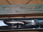 Vleesvork en vleesmesset, vintage, inox, Ophalen of Verzenden, Zo goed als nieuw