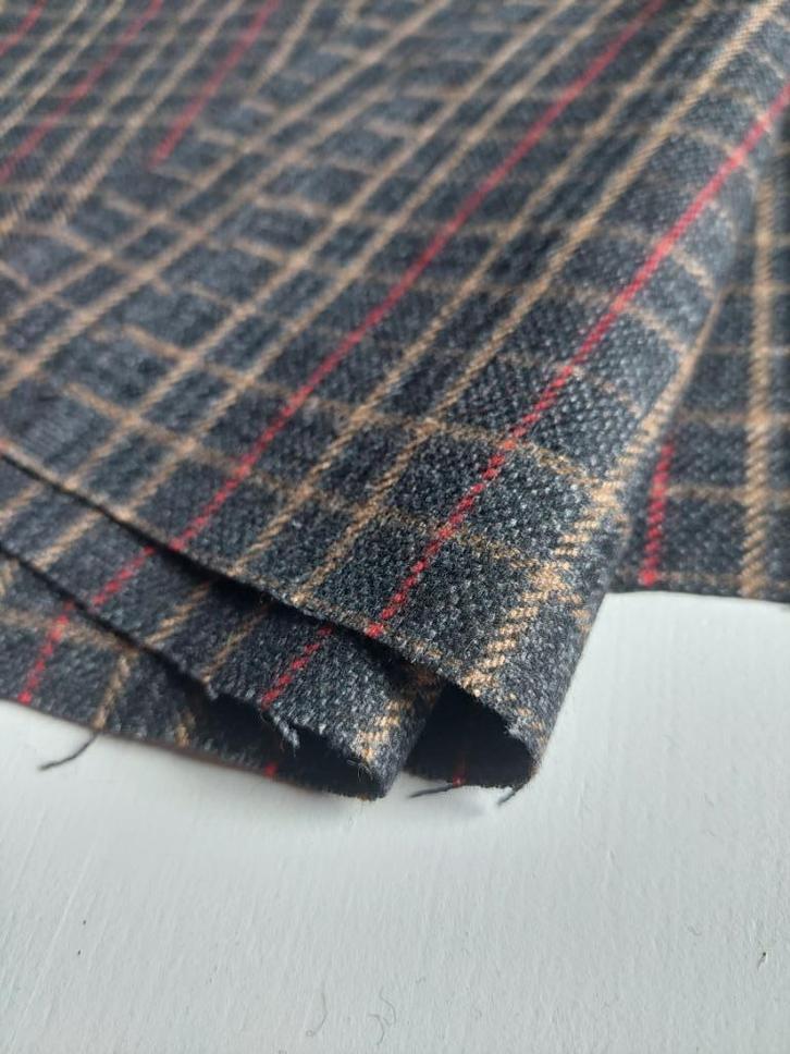 1,5 meter geweven polyeter wol melange stof ruiten, Hobby en Vrije tijd, Stoffen en Lappen, Nieuw, Polyester, 120 cm of meer, 30 tot 200 cm